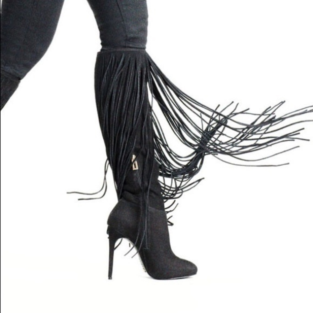 Schutz woman’s fringe /suede leather knee high boots - Picture 2 of 11